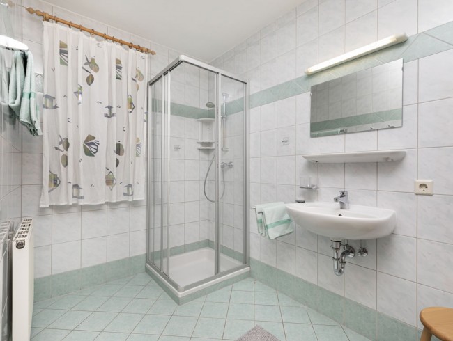 Badezimmer mit Dusche im Appartement 2